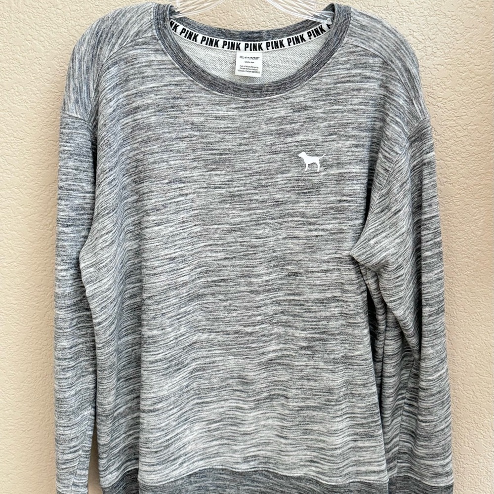 PINK Victoria's Secret Heathered Gray Crew Neck Sweater